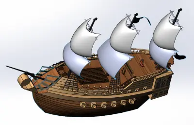 海盗船摆件模型