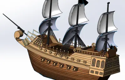 海盗船摆件模型