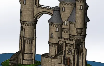 拱桥连廊城堡模型