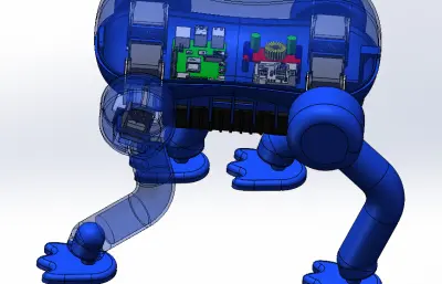 带塑料外壳的四足机器狗