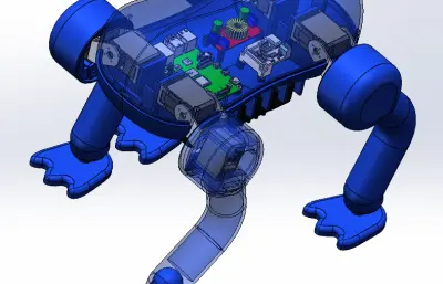 带塑料外壳的四足机器狗