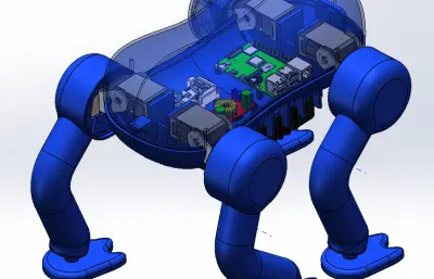 带塑料外壳的四足机器狗