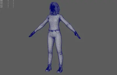 牛仔裤黑人女孩 游戏角色 塌陷模型