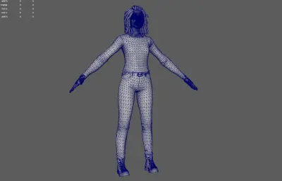 牛仔裤黑人女孩 游戏角色 塌陷模型