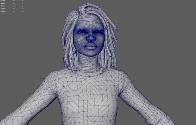 牛仔裤黑人女孩 游戏角色 塌陷模型