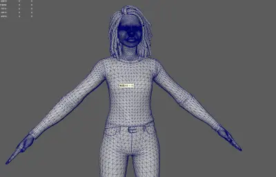 牛仔裤黑人女孩 游戏角色 塌陷模型