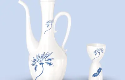 青花瓷酒壶酒杯,酒具产品设计