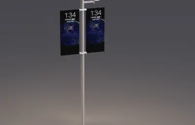 带广告牌的路灯建模C4D,keyshot格式