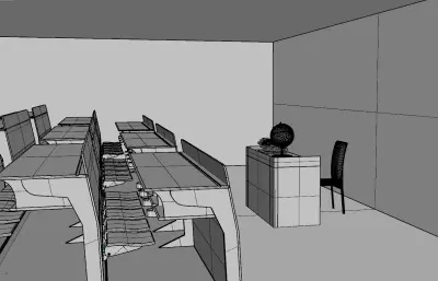 阶梯教室 多媒体教室室内场景建模