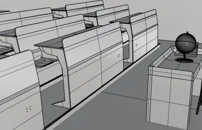 阶梯教室 多媒体教室室内场景建模