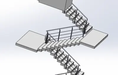 楼梯模型二层带转身台