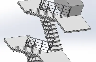 楼梯模型二层带转身台