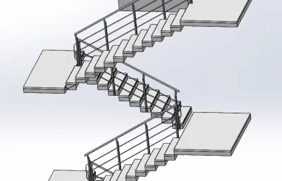 楼梯模型二层带转身台