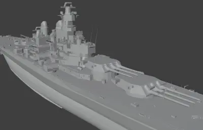 美国海军蒙大拿级战列舰「BB65-6方案」现代化改装精模