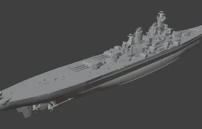 美国海军蒙大拿级战列舰「BB65-6方案」现代化改装精模