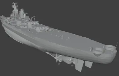 美国海军蒙大拿级战列舰「BB65-6方案」现代化改装精模