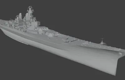 美国海军蒙大拿级战列舰「BB65-6方案」现代化改装精模