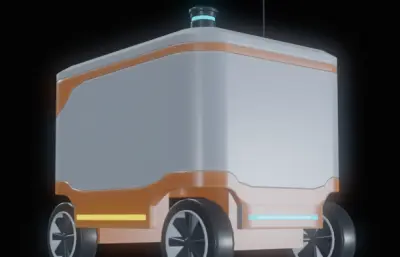 无人快递配送车obj道具模型