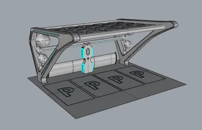科技感电动车车棚 充电桩