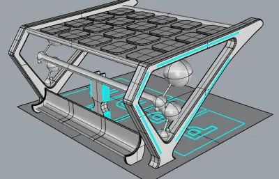 科技感电动车车棚 充电桩