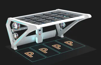 科技感电动车车棚 充电桩