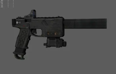 科幻游戏手枪 枪械武器 自动消音手枪