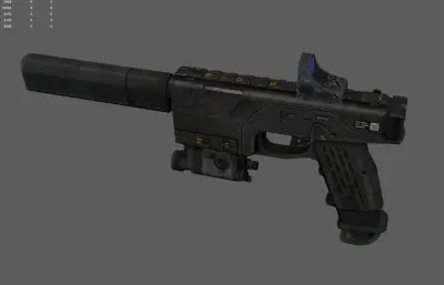 科幻游戏手枪 枪械武器 自动消音手枪