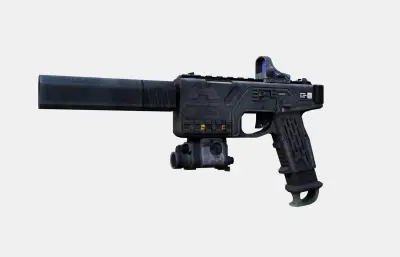 科幻游戏手枪 枪械武器 自动消音手枪