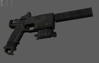 科幻游戏手枪 枪械武器 自动消音手枪