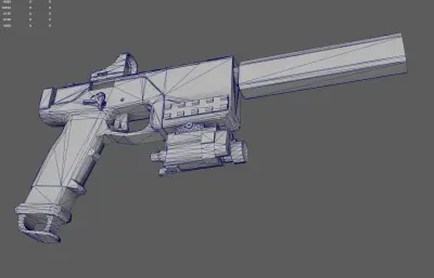 科幻游戏手枪 枪械武器 自动消音手枪