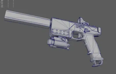 科幻游戏手枪 枪械武器 自动消音手枪