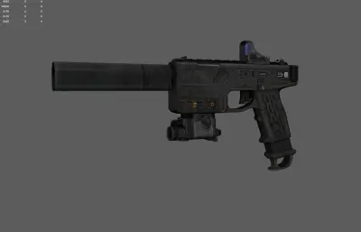 科幻游戏手枪 枪械武器 自动消音手枪