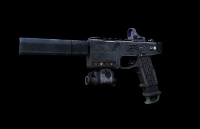 科幻游戏手枪 枪械武器 自动消音手枪