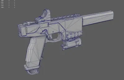 科幻游戏手枪 枪械武器 自动消音手枪