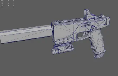 科幻游戏手枪 枪械武器 自动消音手枪