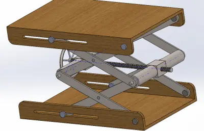 手摇可升降木桌结构