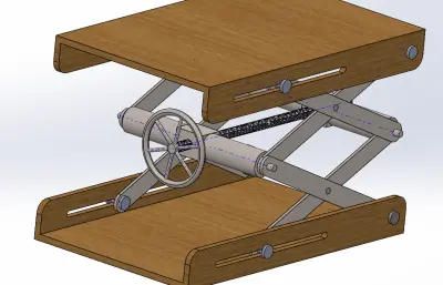 手摇可升降木桌结构