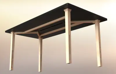 长方形四腿工作餐桌