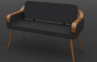 沙发（带木腿和扶手区）