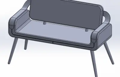 沙发（带木腿和扶手区）