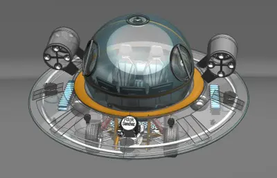 Rick Sanchez科幻飞盘飞车3D数模图纸