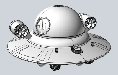 Rick Sanchez科幻飞盘飞车3D数模图纸