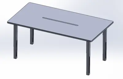 长方形四腿工作餐桌