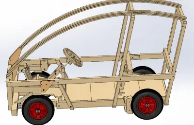木质四轮框架车
