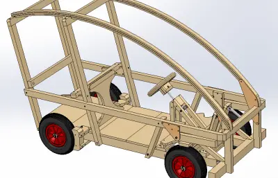 木质四轮框架车