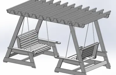 带秋千的凉棚模型设计