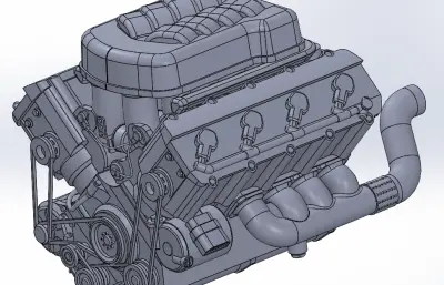 小汽车1.6T发动机三维模型