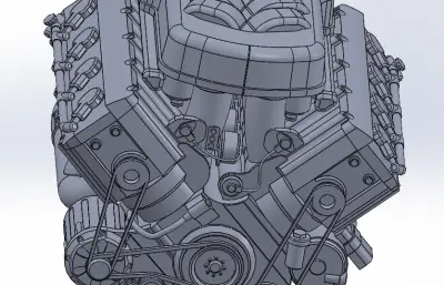 小汽车1.6T发动机三维模型