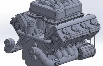 小汽车1.6T发动机三维模型