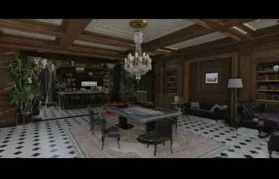 欧式豪华客厅blender模型